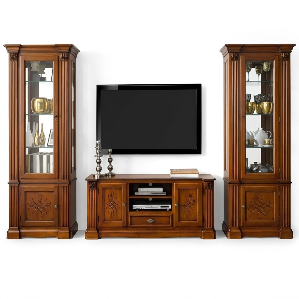Living room antique style wood chest of drawers rtv cabinet tv italian baroque style furniture