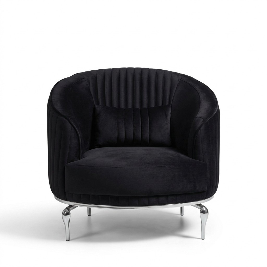 Living room chair design couch textile upholstery luxury seat new black