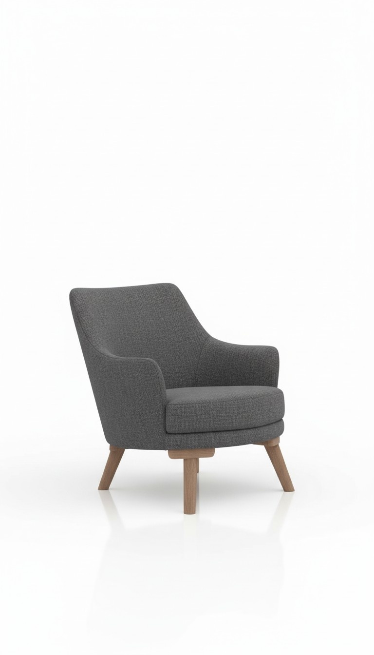 Design Living Room Armchair One-Seater Modern Grey Upholstery