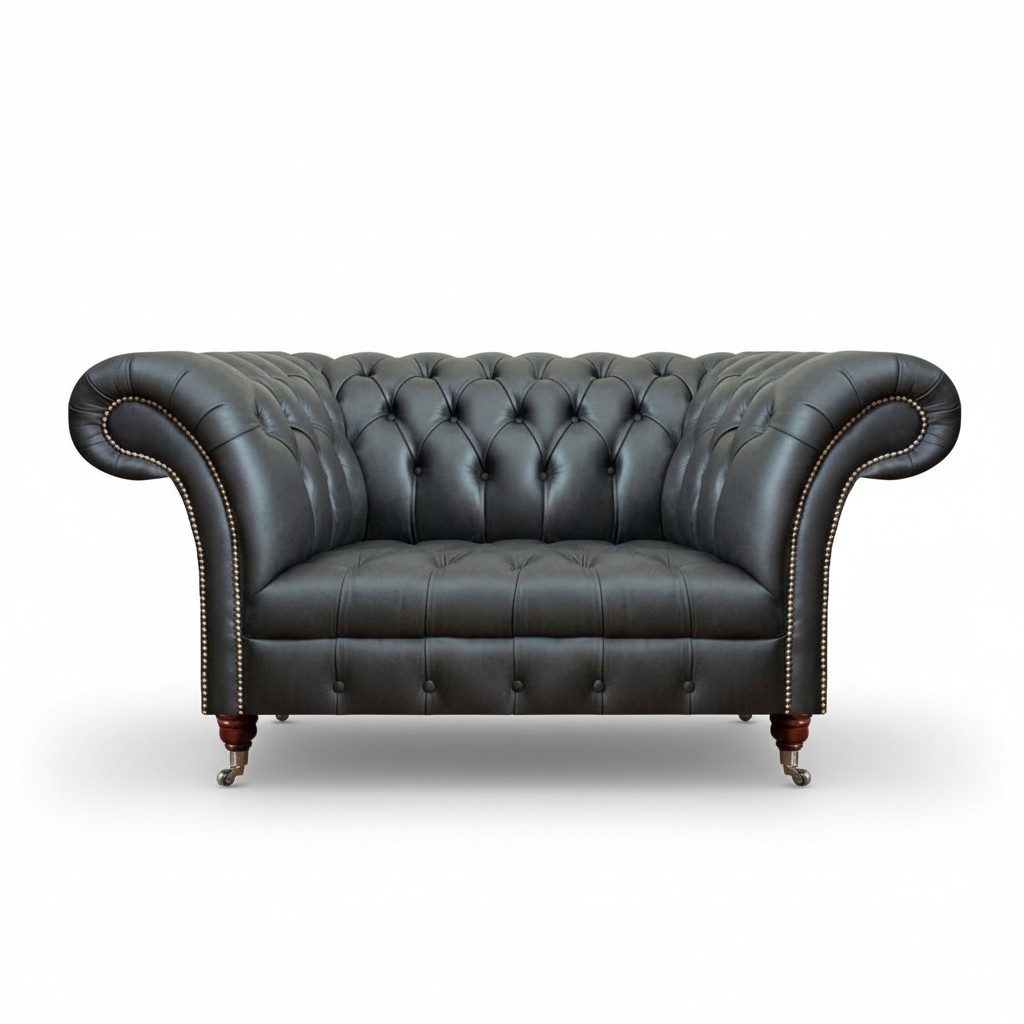 Living room black armchair new furniture leather seat couch upholstered furniture chesterfield