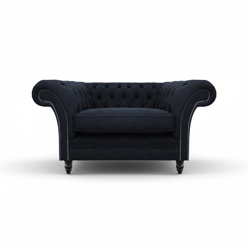 Living Room Blue Designer Armchair Chesterfield Upholstered Chair Furniture