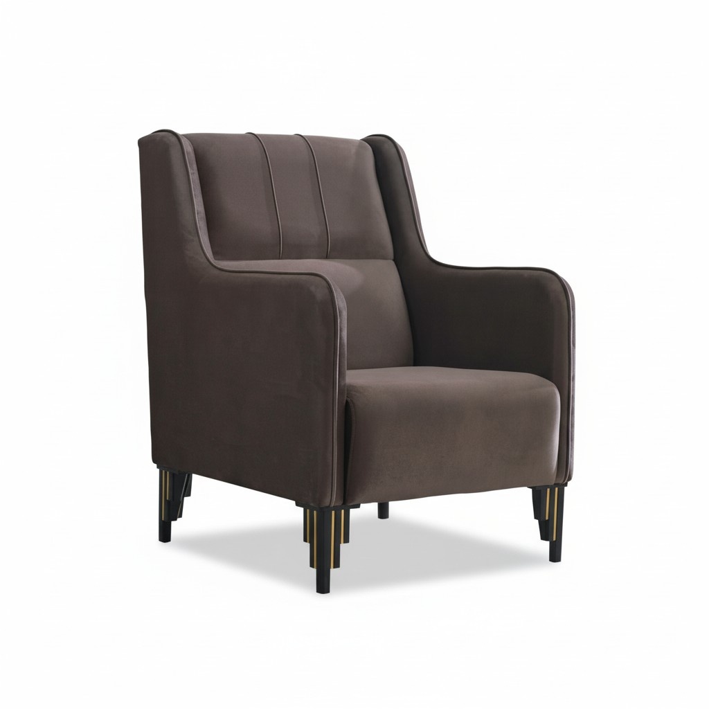 Living Room Brown Armchair Design Upholstered Furniture Seat Modern Interior