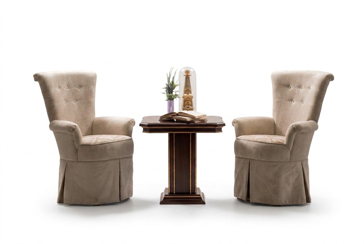 Side square coffee table made of real wooden in antique style italian furniture arredoclassic™