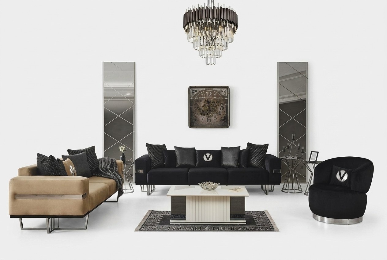 Living room furniture Italian furnishings sofa set fabric sofa couches 4 pieces