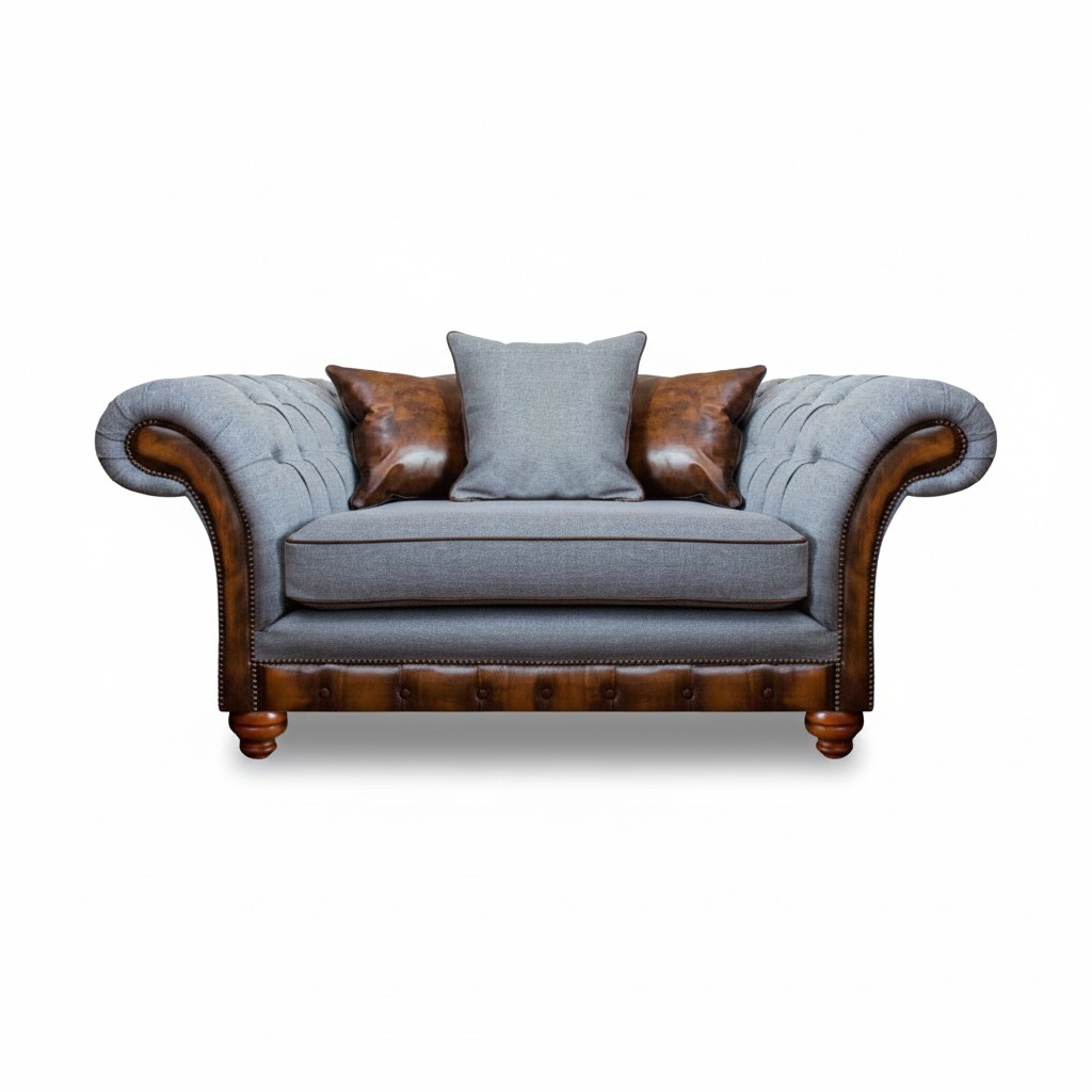 Living room gray armchair modern Chesterfield upholstered seat Chesterfield