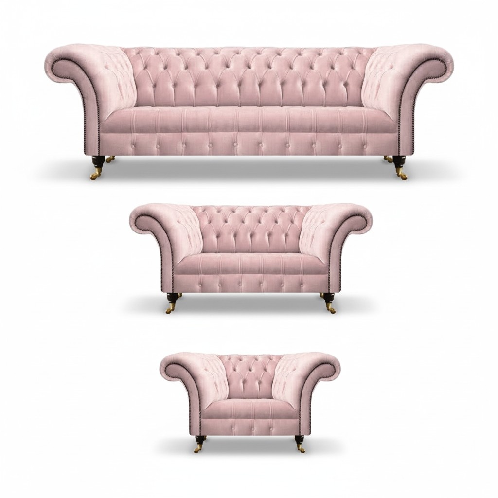 Living Room Luxury Complete Set New Couches Armchairs Chesterfield Sofas Upholstered Furniture