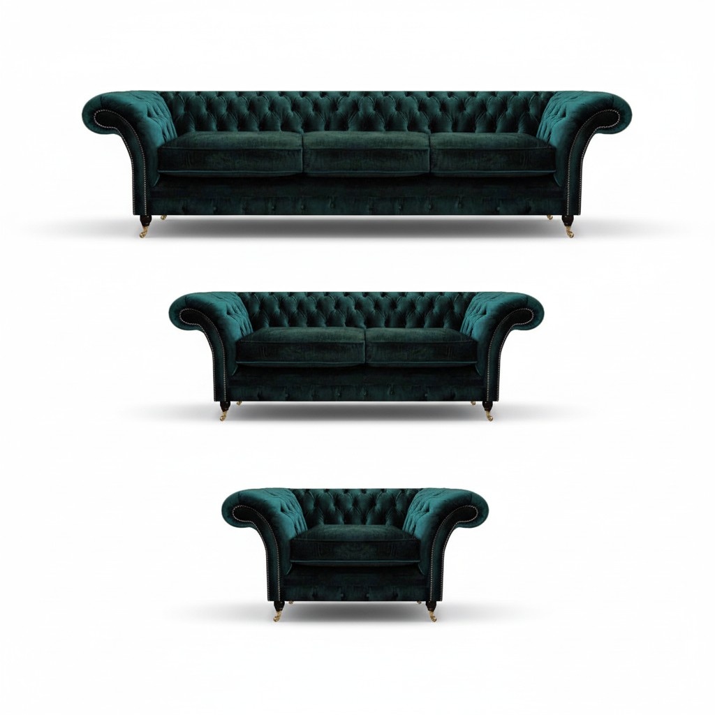Living room luxury furniture complete sofas couches chesterfield upholstery 3+2+1