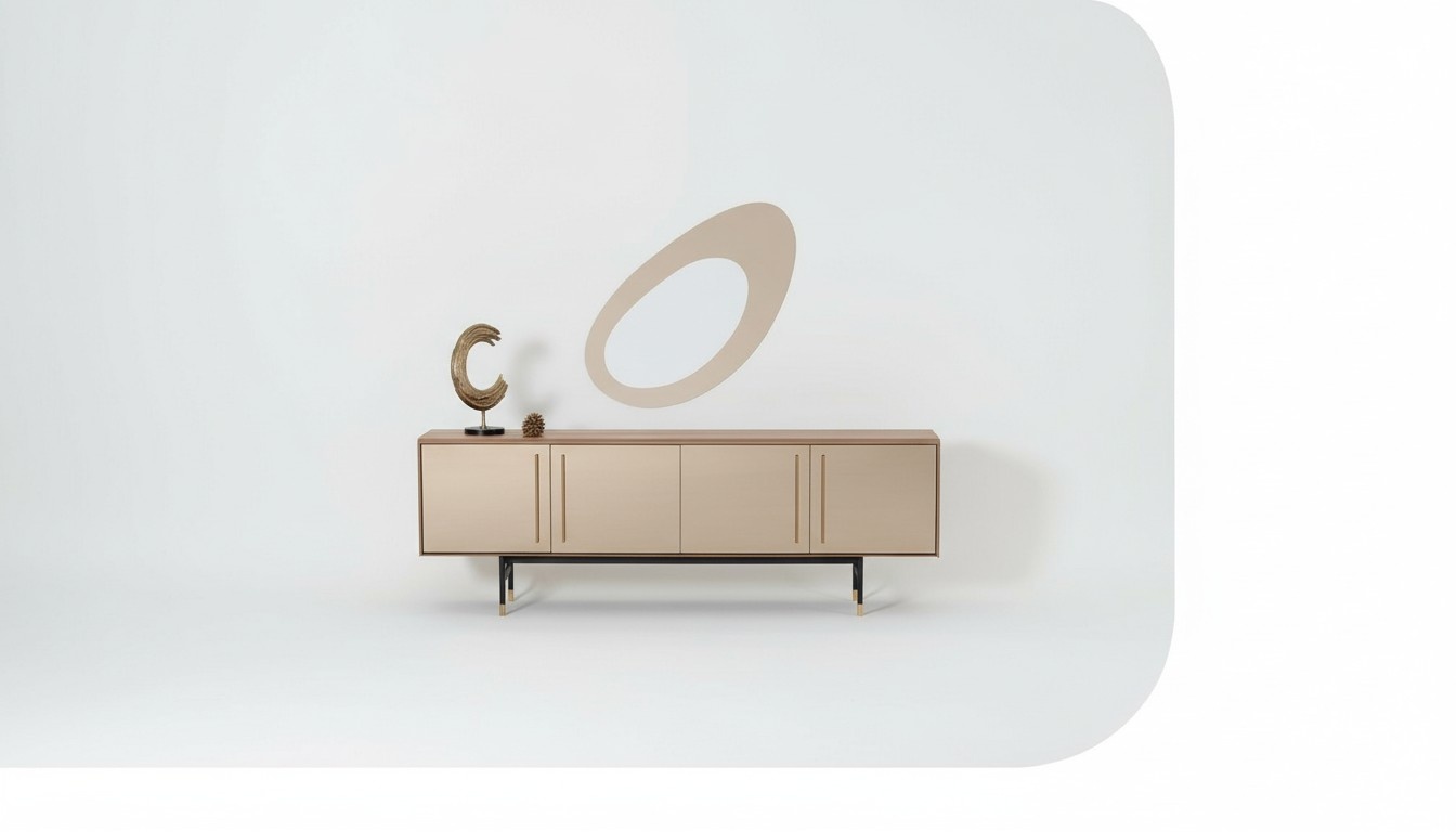 Living Room Mirror Sideboard Cupboard Noble Design Wood 2pcs. Luxury