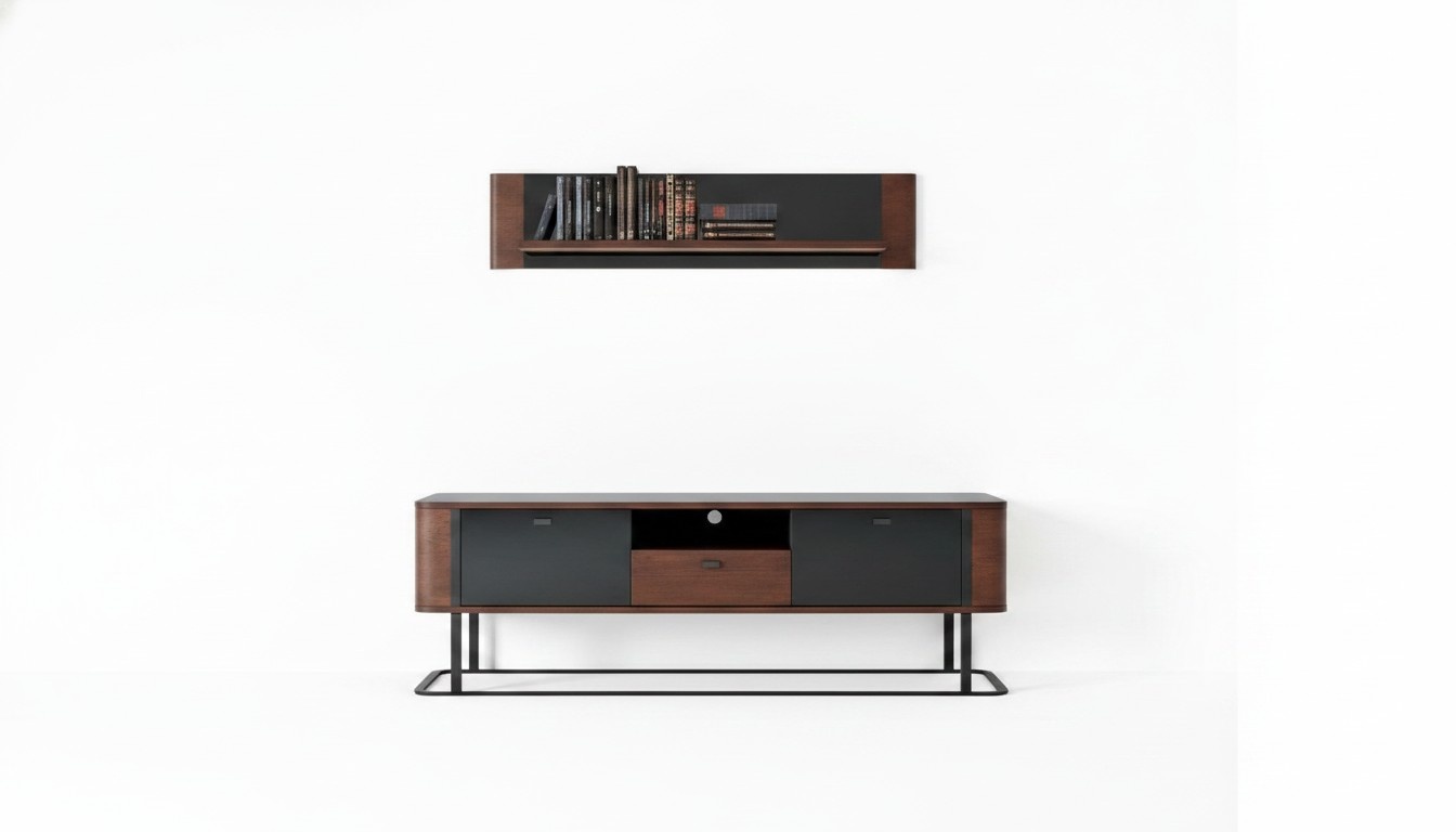 Living room modern furnishings wall shelf TV lowboard luxurious sideboard