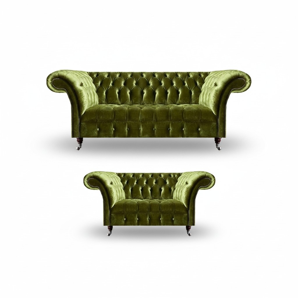 Living room modern seating group furniture 2x sofas luxurious Chesterfield