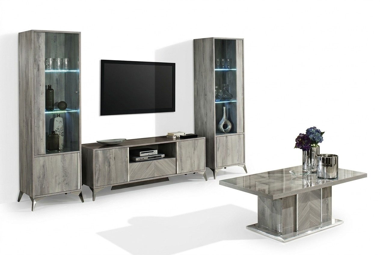 Living Room RTV 2xCabinet Living Room Cabinets Design tv Modern Showcases Set 3pcs.
