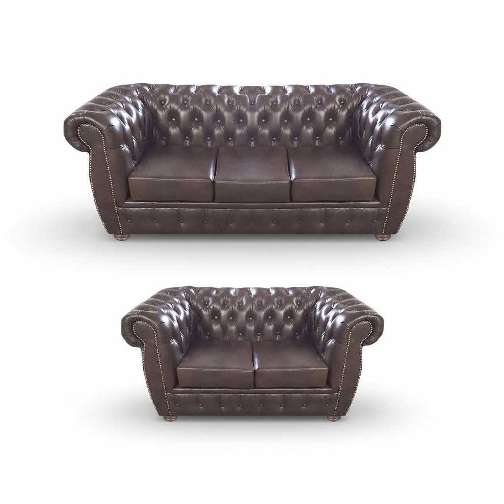 Living Room Set Luxury Design Complete 2x Sofas Chesterfield Upholstered Furniture