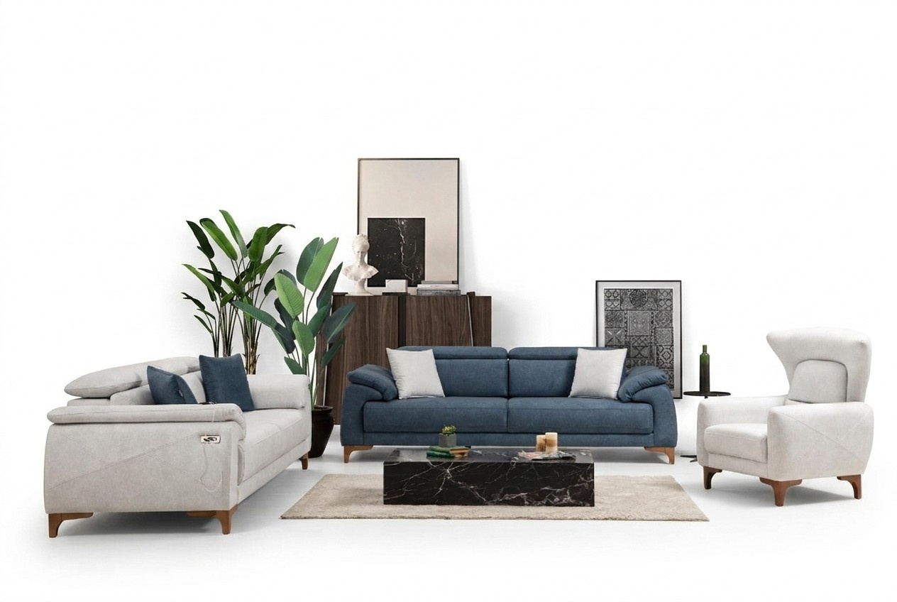 Living Room Set Modern Luxury Upholstered Sofa Furniture 3 pieces Textile New