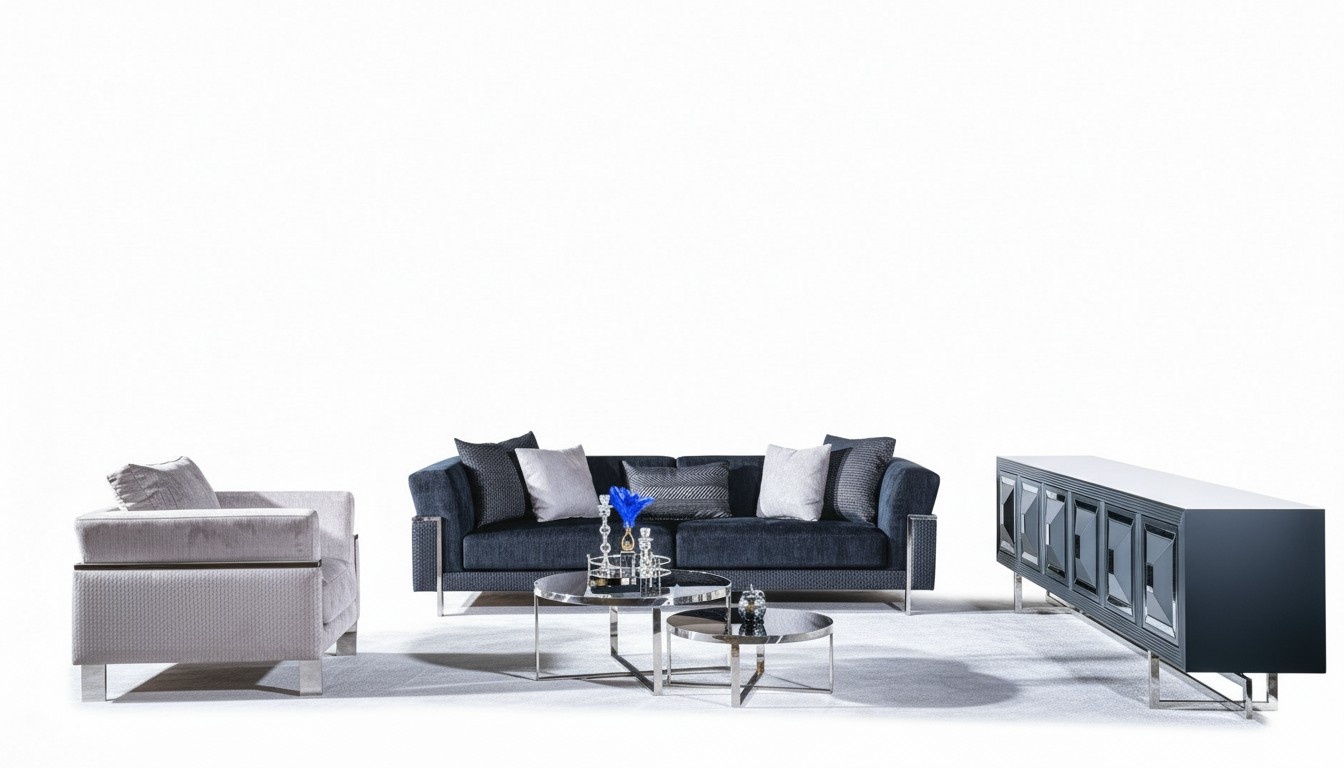 Living room sofa set 3 + 1 seater coffee table sofa armchair set 4 pieces.