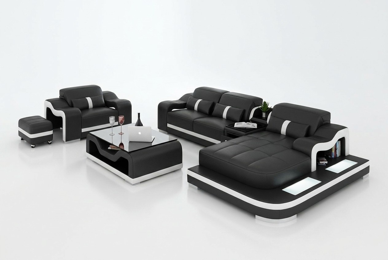 Living Landscape Corner Sofa L Shape Armchair Set Set Modern Sofa Leather Couch New