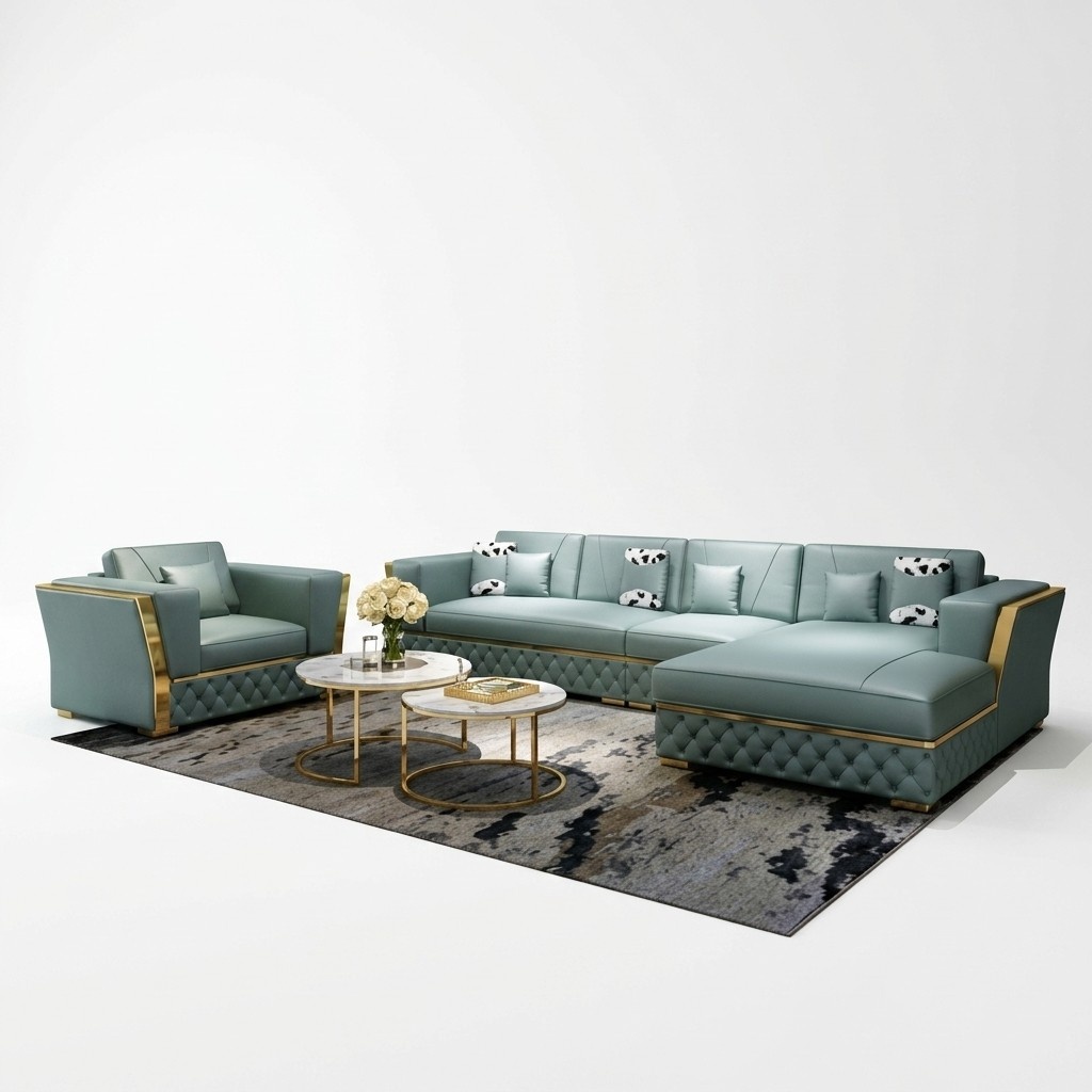 Living Landscape Corner Sofa L Shape Armchair Set Set Modern Sofa Leather Couch New