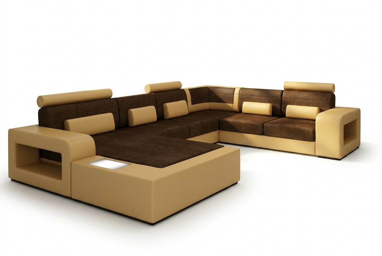 Living landscape couch sofa upholstery textile leather sofa with lighting