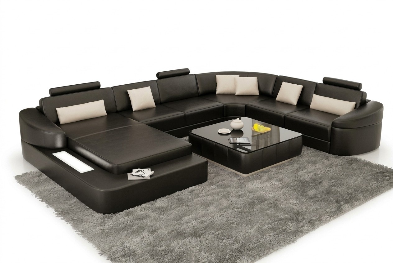 Corner sofa upholstered designer leather sofa big sofa Kelcher.