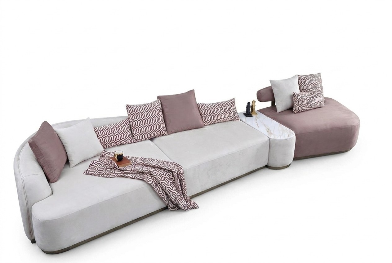 Living room landscape fabric sofa pink large sofa upholstered sofa modern sofas
