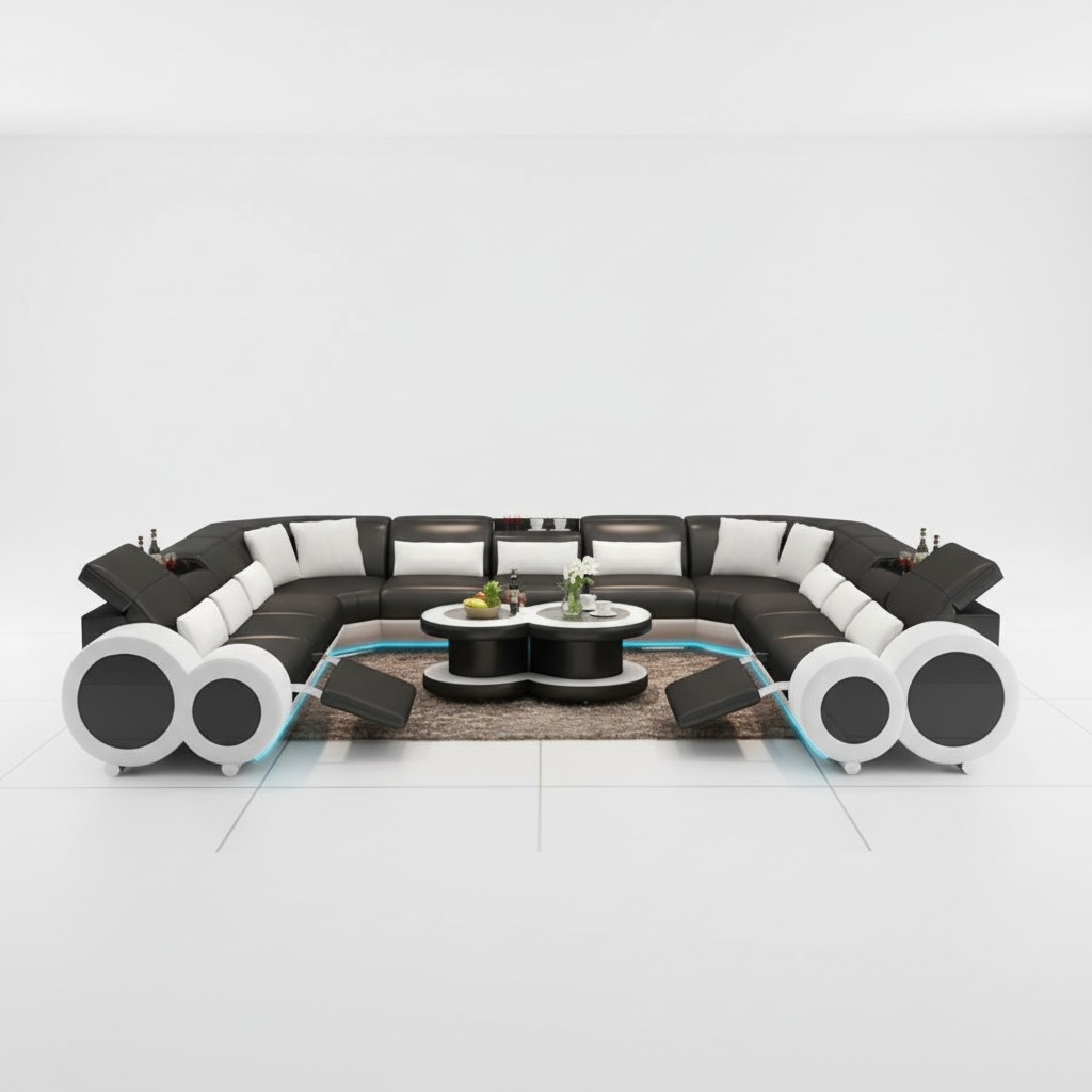 Living area Relax Footrest Corner Sofa Upholstery Set Sofa Couch Corner + USB