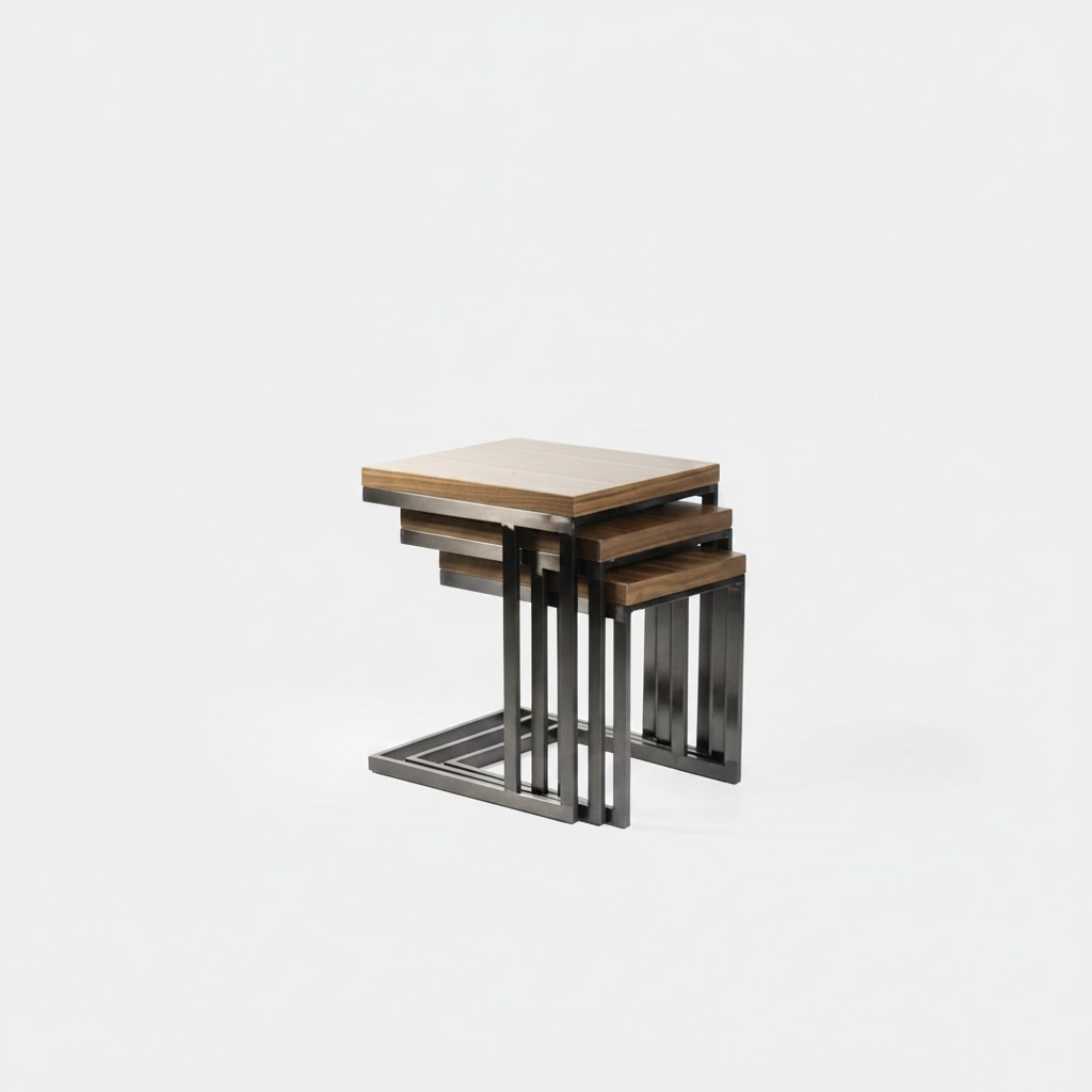 Living room 3x side table luxury wooden table stainless steel design furniture furnishings