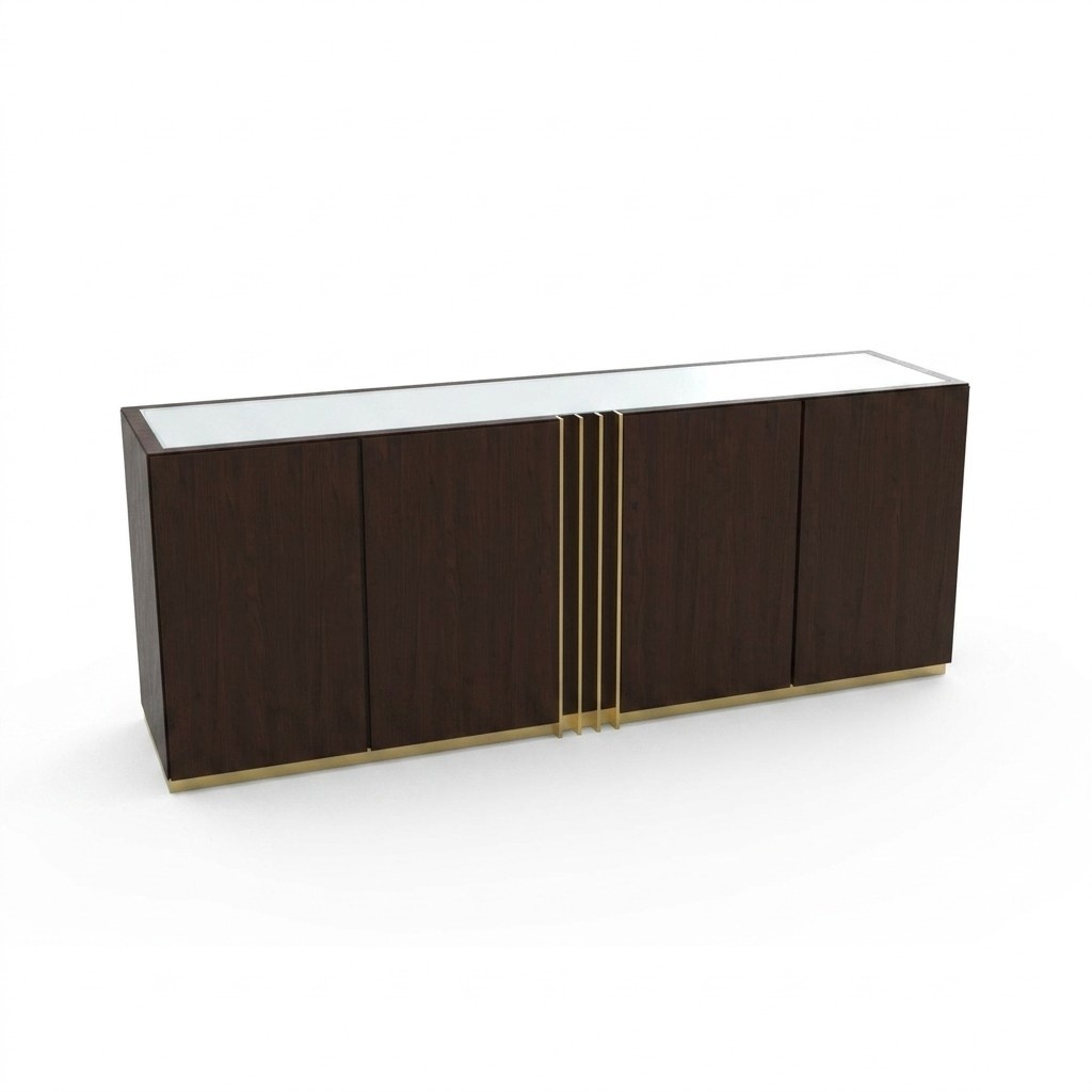 Living room chest of drawers lowboard brown sideboard wood modern furniture 208x49x80cm