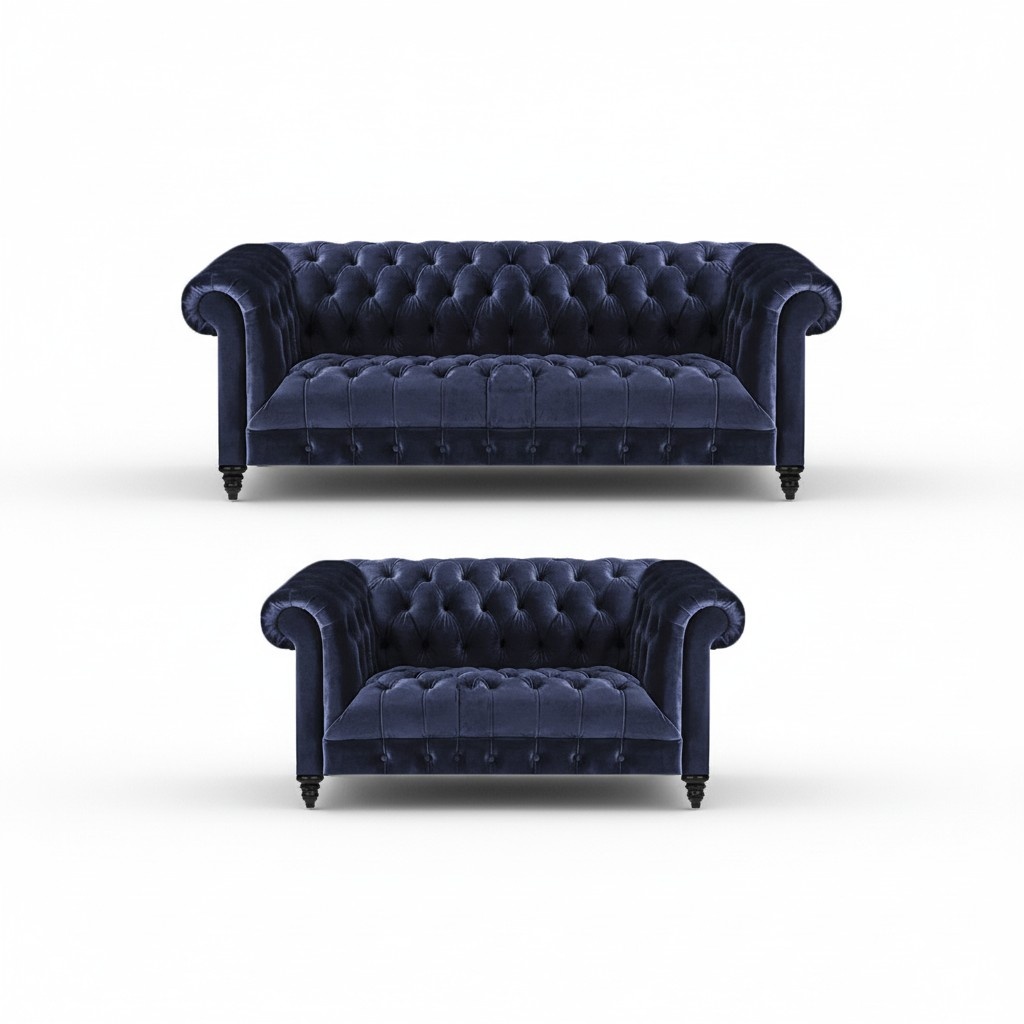 Living room Chesterfield furniture 2x sofas three-seater with two-seater couch