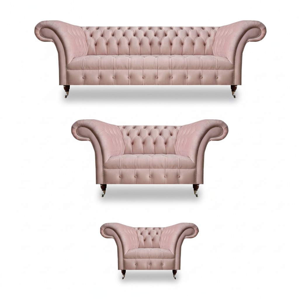 Living room Chesterfield furniture pink 3-seater designer loveseat chair