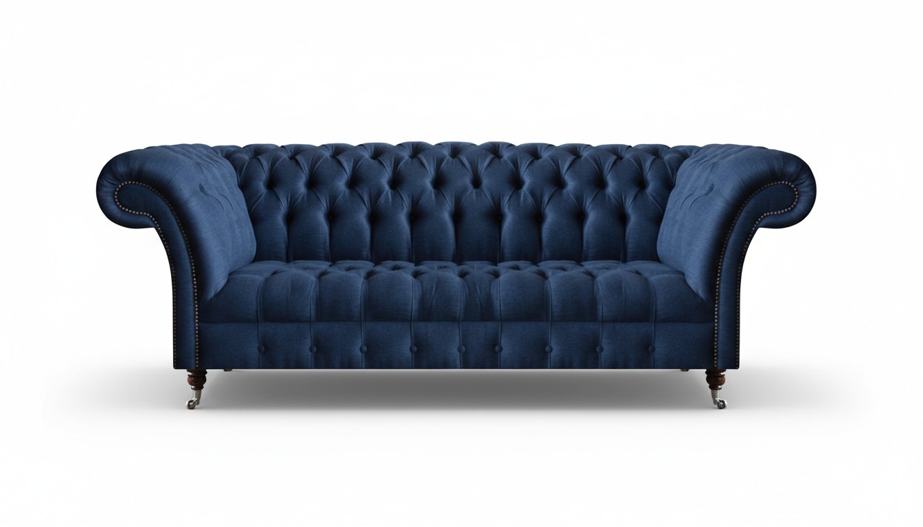 Living room Chesterfield sofas Blue textile couch Designer upholstered sofas