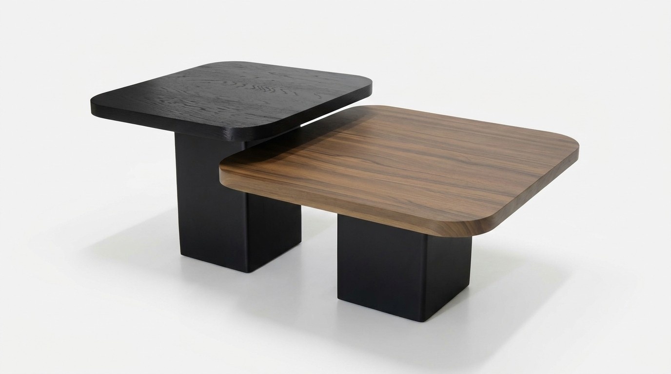 Living room coffee table set 2x brown tables, luxury design 2-piece stylish furniture