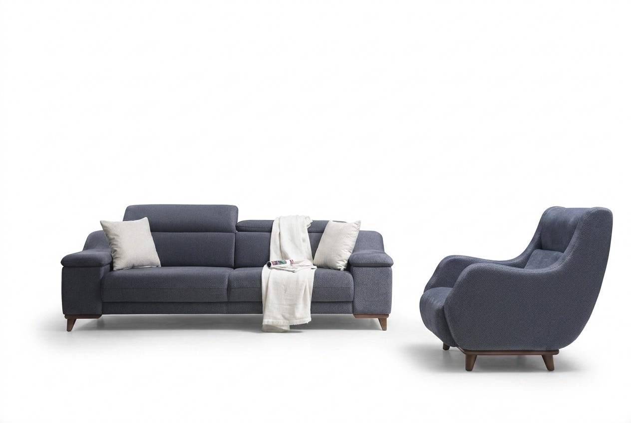 Living Room Complete 2-piece Three-seater Sofa Modern Armchair Textile New Furniture Couch