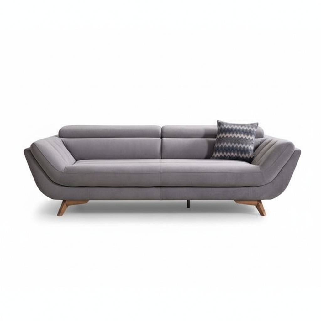 Living Room Design Sofa 3-Seater Couch Upholstered Suite Gray