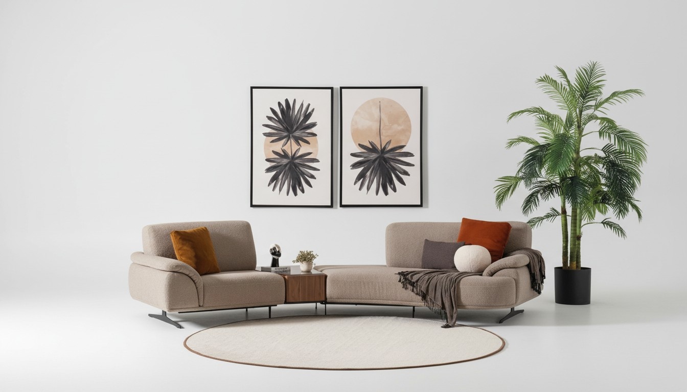 Living Room Design Sofa 5 Seat Textile Couch Upholstery Sofas Brown