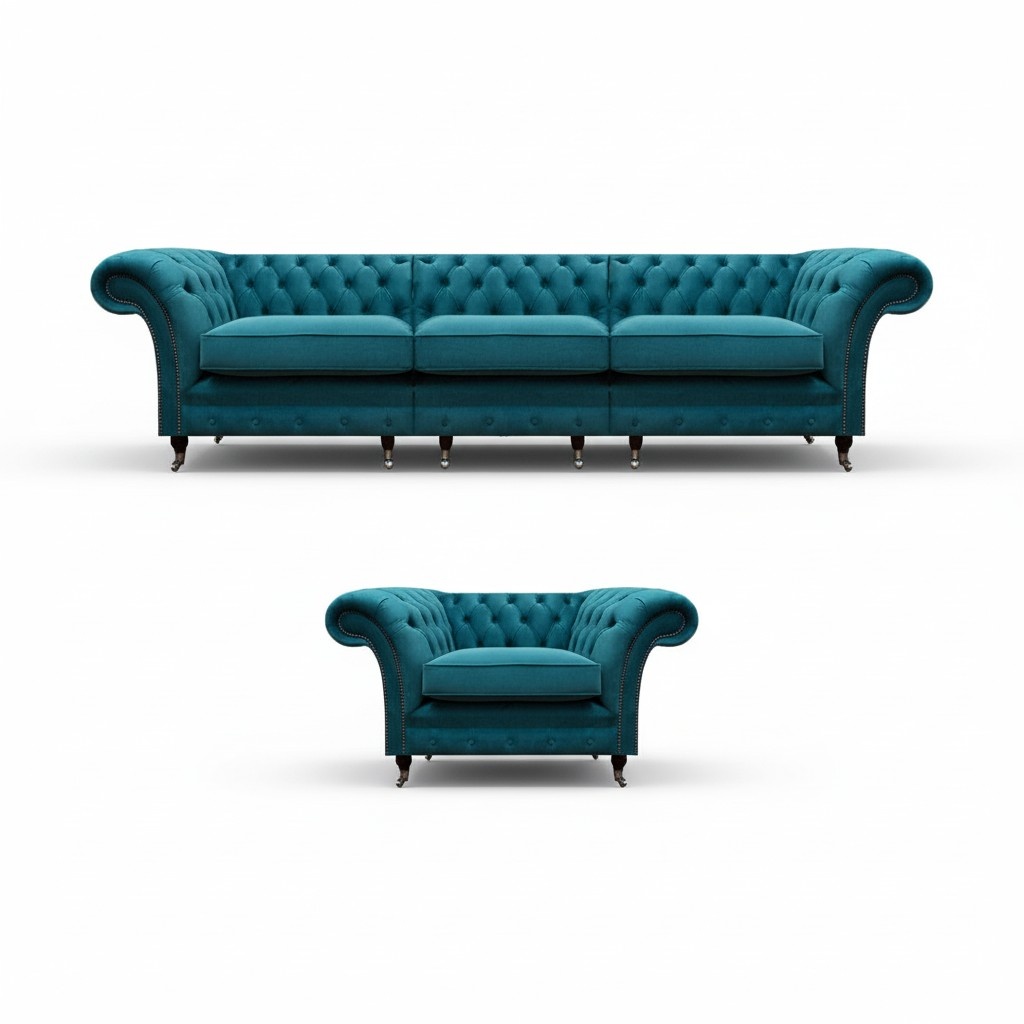 Living Room Designer Set 2pcs Sofa Three Seater Couch New Luxury Armchair