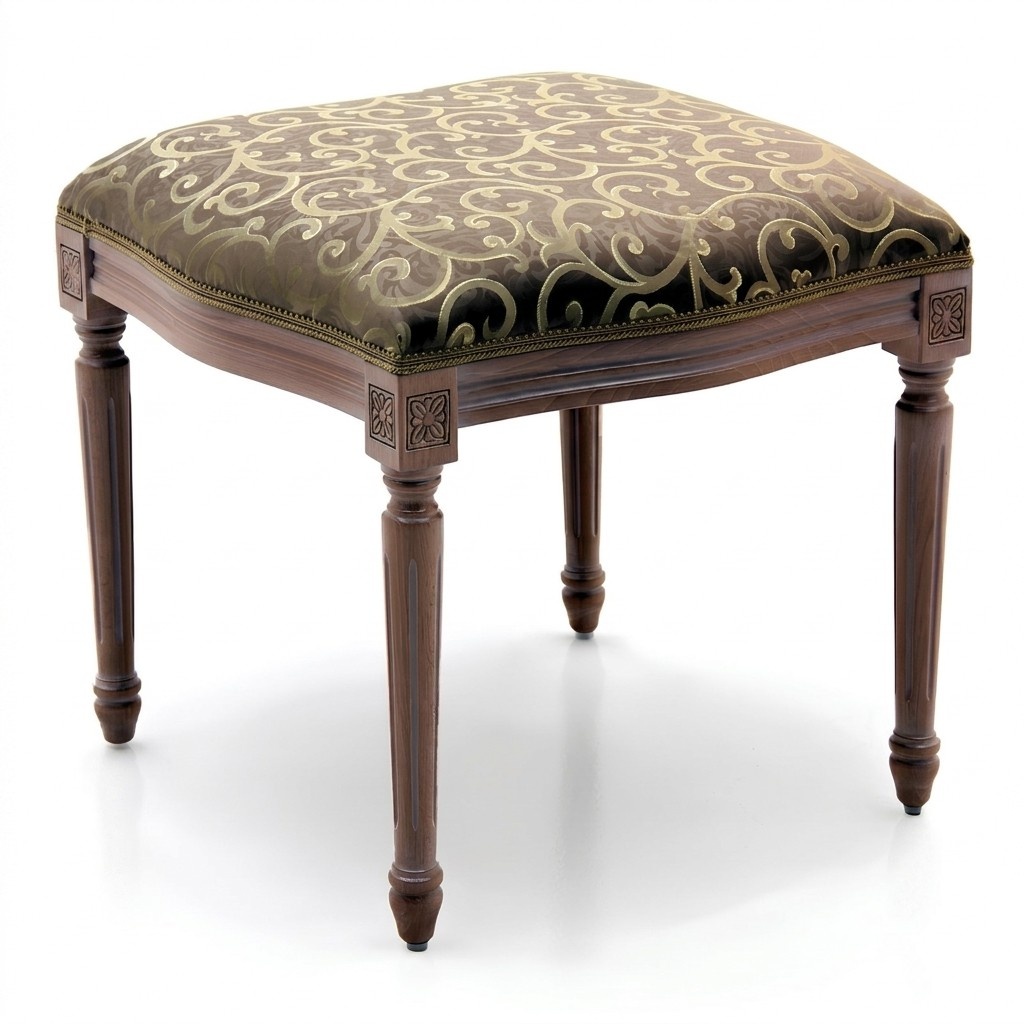 Living room designer stool wood textile footstool ottoman stool pouf