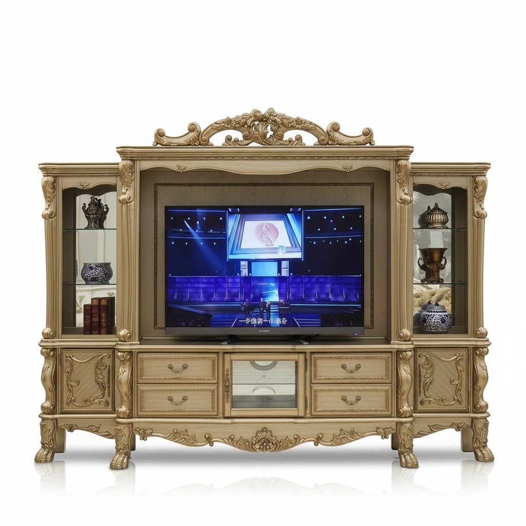 Living room extension media wall TV cabinet wall unit baroque style