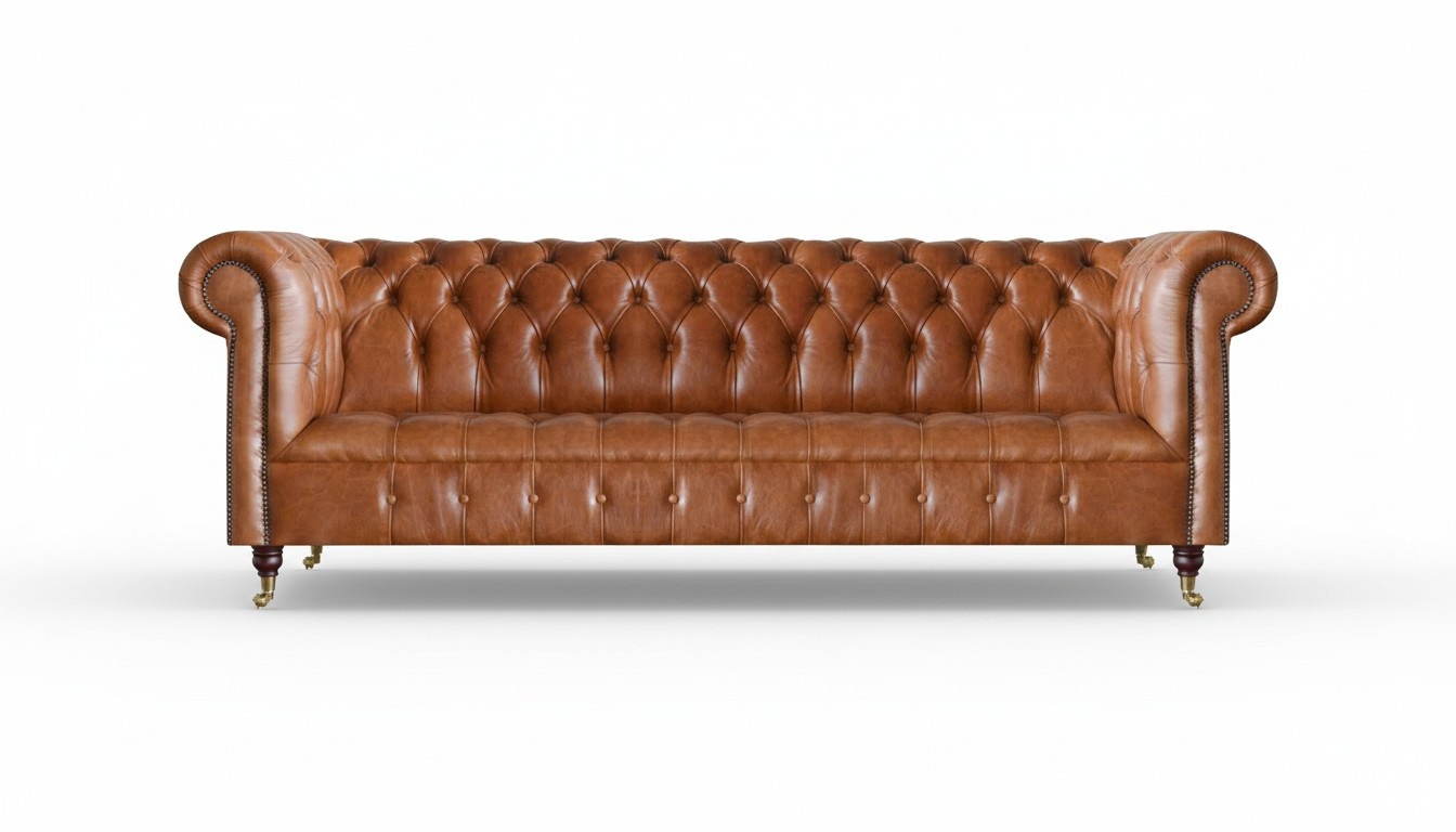 Living room four-seater Chesterfield designer couches luxury leather sofas
