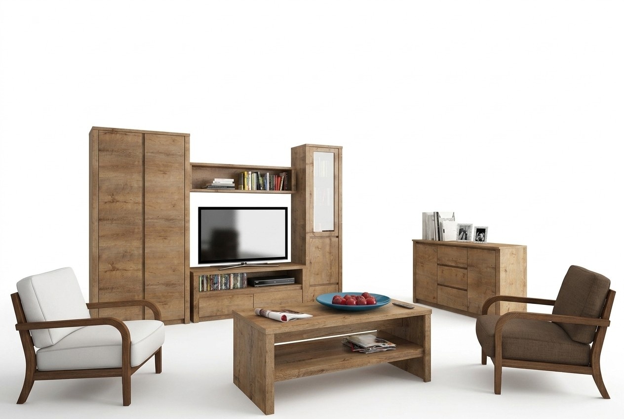 Living Room Furniture Set Design Living Room Sideboard Wall Shelf Chest of Drawers 5pcs.