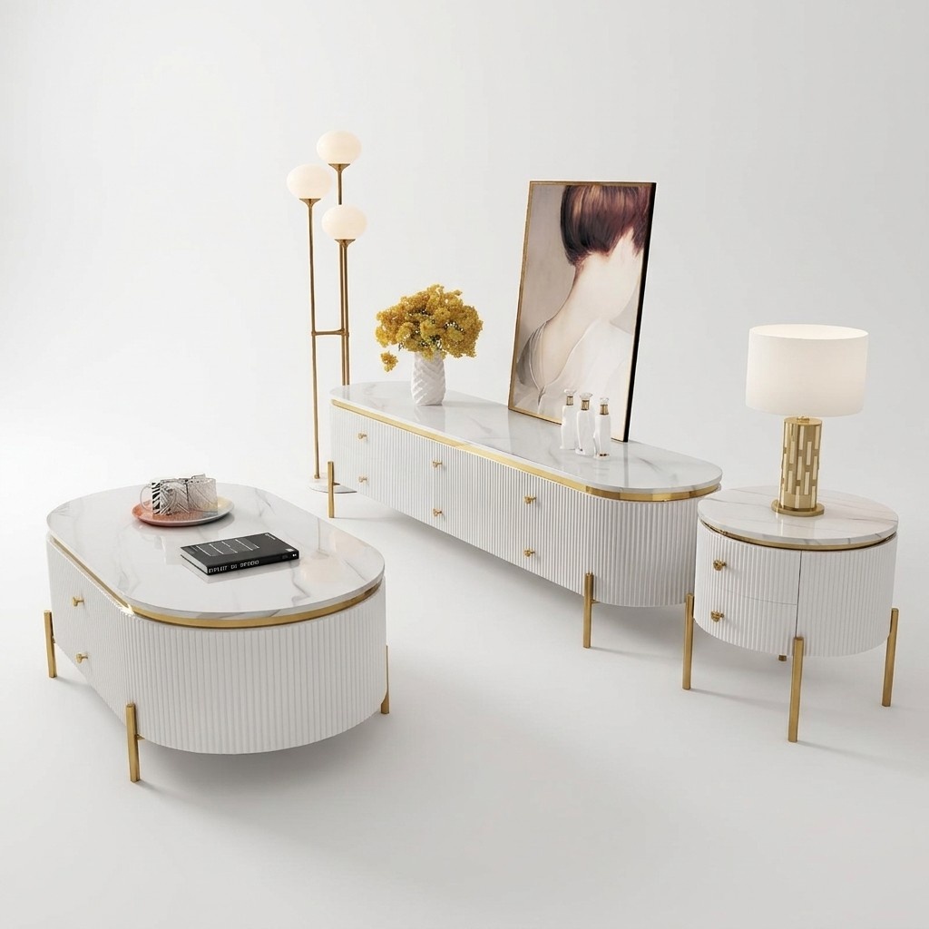 Living room furniture set designer living room sideboard coffee table side table 3 pieces.