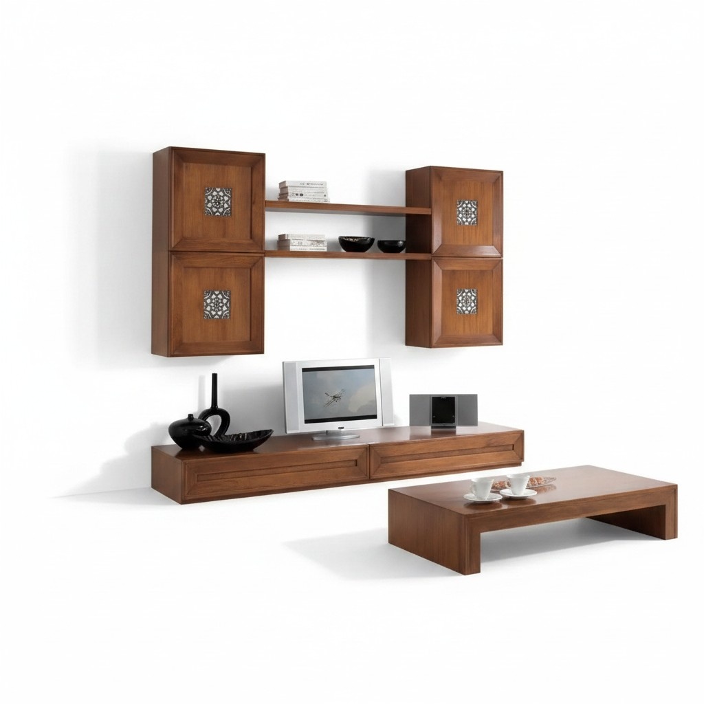 Living Room Furniture Set Designer Living Room Brown Sideboard Wall Unit New