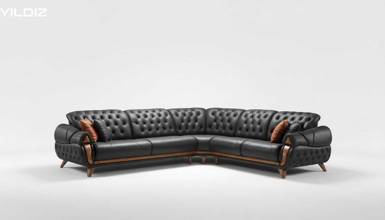 Living Room Leather Black Sofa Sofas L Shape Seat Color Corner Sofa Couch