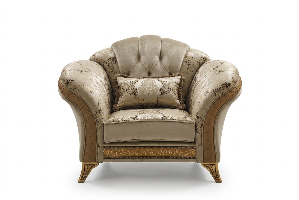 Living room luxury armchair hotel upholstery classic one-seater beige arredoclassic
