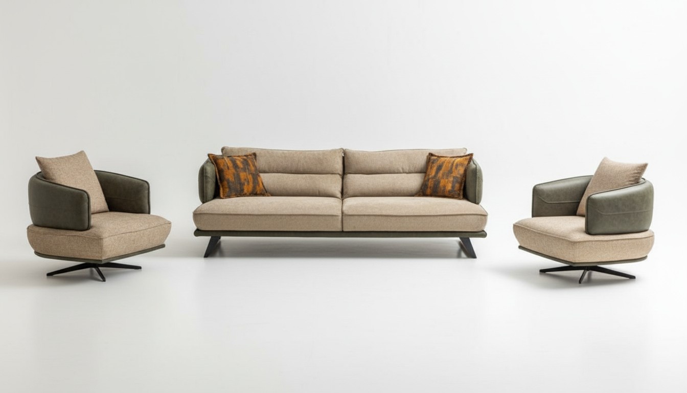 Living room modern sofa set designer couch set upholstery 3-seater 2x armchairs