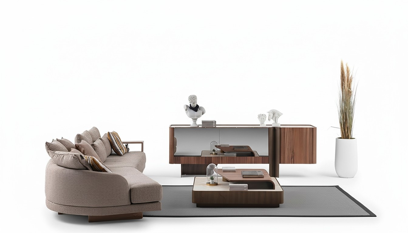 Living room robust set designer 4-seater sideboard coffee table 3-piece