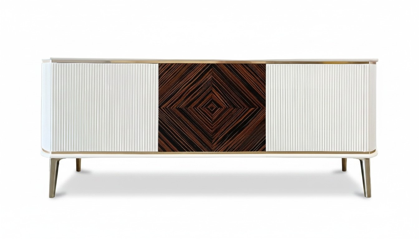 Living room RTV lowboard TV stand wood white modern wall unit television