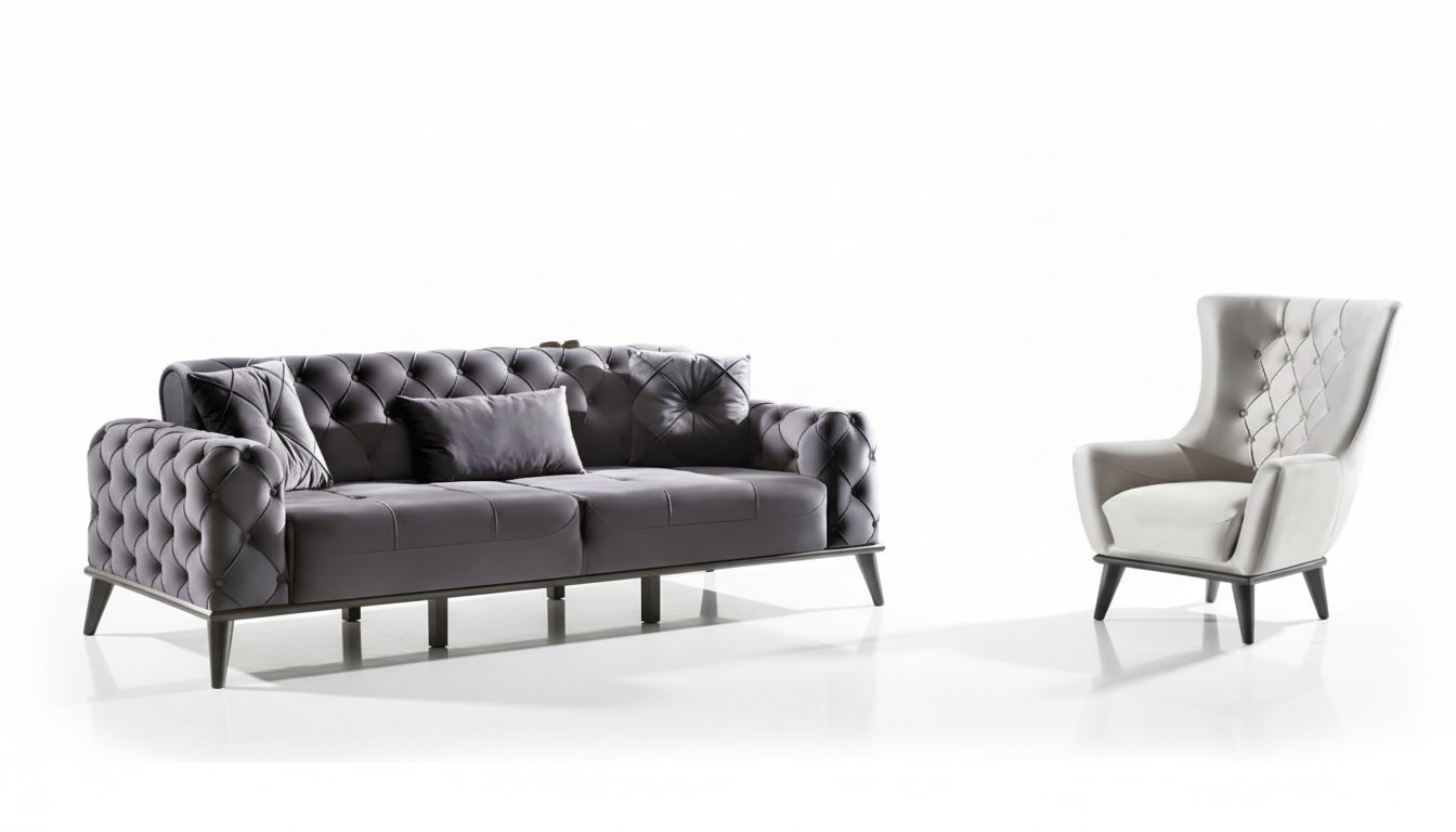 Living room set 2-piece 3-seater sofa armchair textile modern 3+1 sofa furniture couch