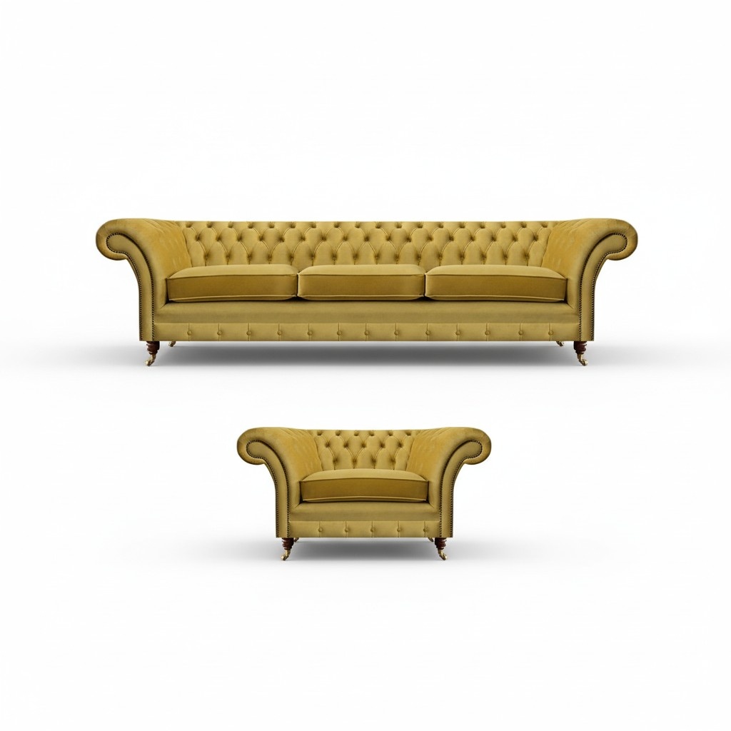 Living room set sofa couch three seats 3+1 armchair sofa set Chesterfield