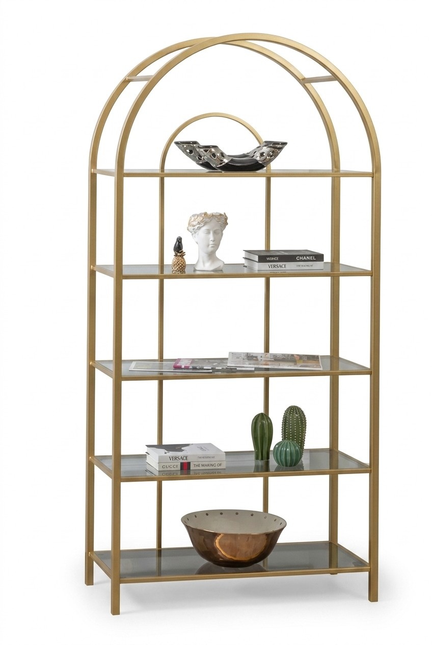 Living room shelf Room divider Standing shelf Bookcase Storage Gold