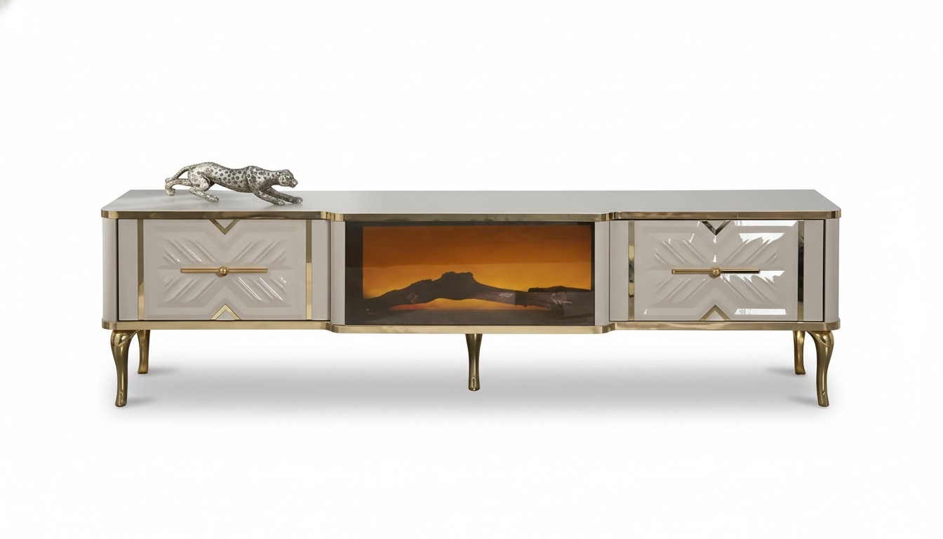 Living room sideboard white + gold fireplace luxury RTV lowboard exclusive