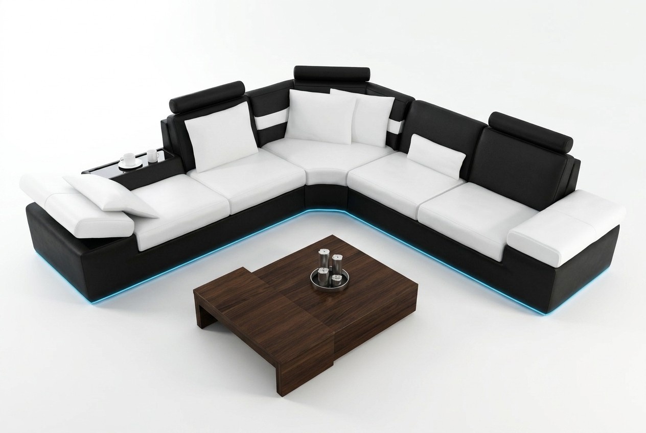Living Room Sofa Leather Sofa Set Modern Multifunction Couch USB